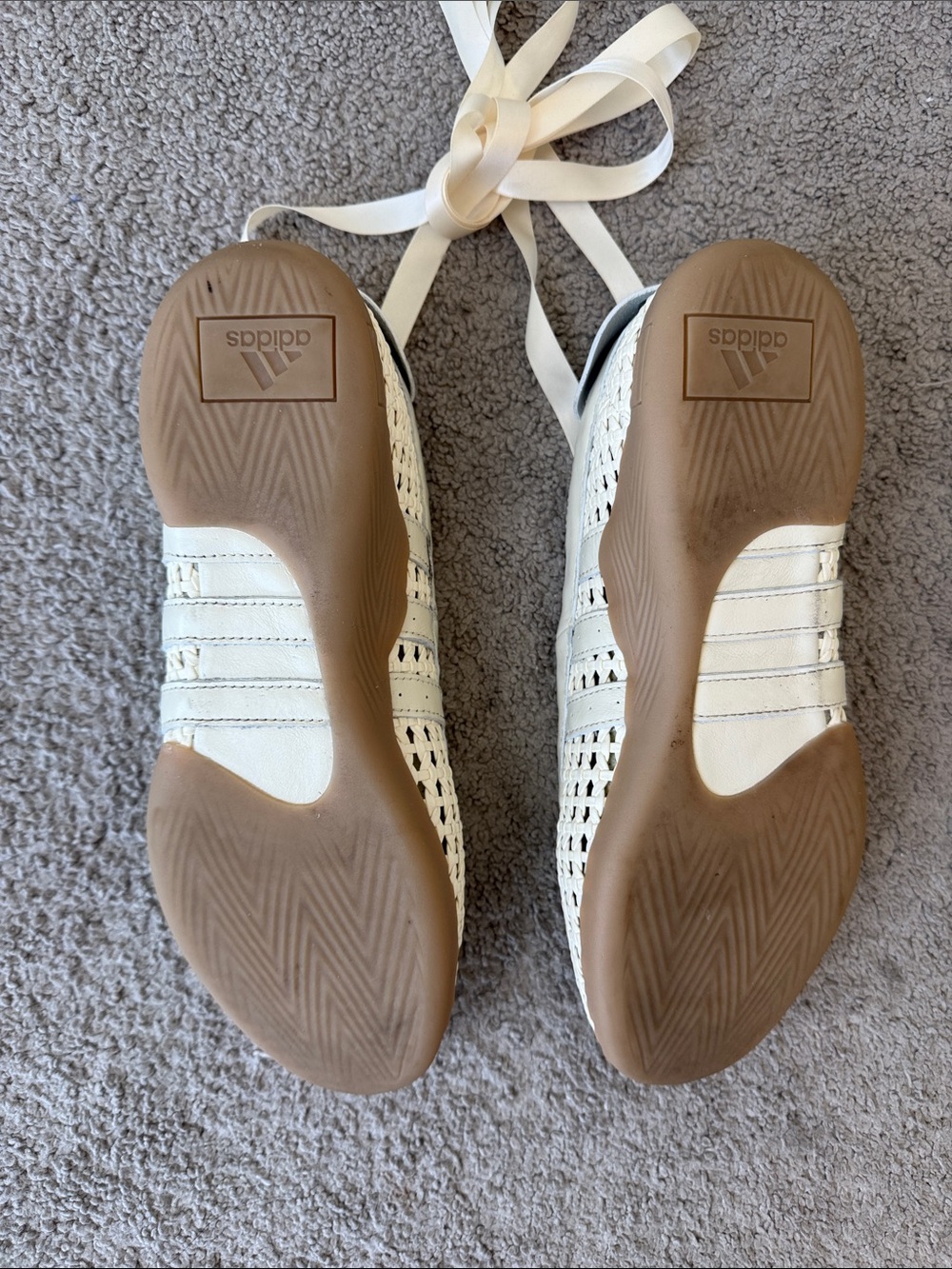 adidas Taekwondo Mei Cream Woven Ballet Flats with Ribbon Ties - Picture 3 of 8